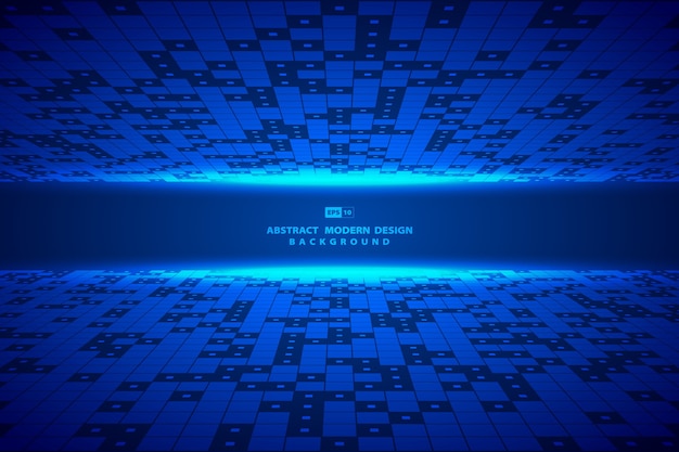 Abstracte vierkante blauwe digitale fram achtergrond van het patroonkunstwerk.