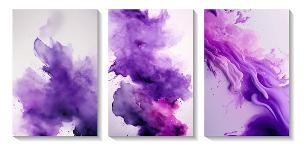 Abstracte violette aquarel achtergrond ontwerpset