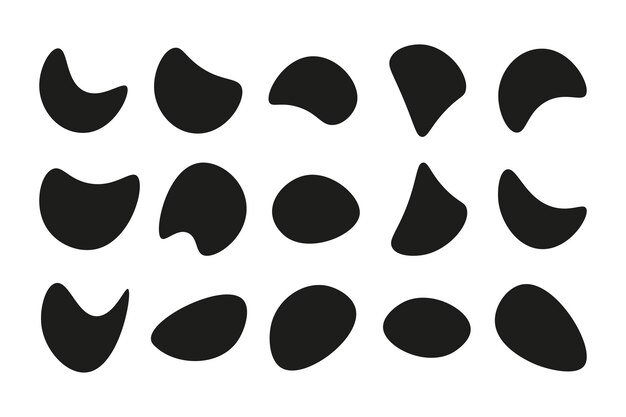 Abstracte vloeistof blob vormen vector set Collectie vormen voor ontwerp verf vloeibare zwarte vlekken vormen