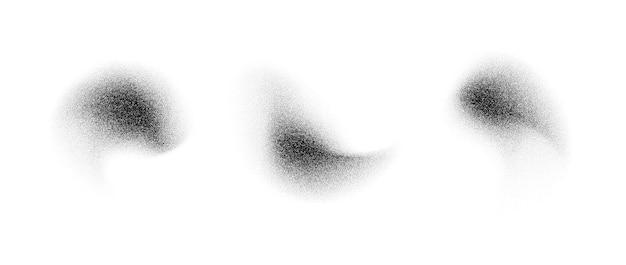 Abstracte vloeistof stippled gradiënt elementen Geluid graan textuur vlekken vorm set Zwart en wit