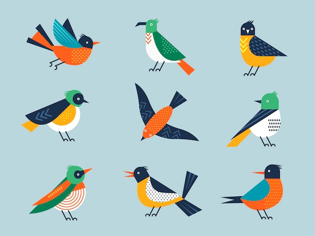 Abstracte vogels vliegen styliserende geometrische vorm vogels geïllustreerd van vrijheid symbolen recente vector minimalisme vormen geïsoleerd op wit illustratie van vogel geometrische