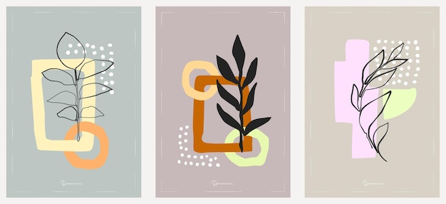 Abstracte vorm en blad boho moderne minimalistische clipart