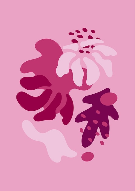 Abstracte vormen en bloemposter, roze geometrische vectorillustratie als achtergrond, Minimalisme