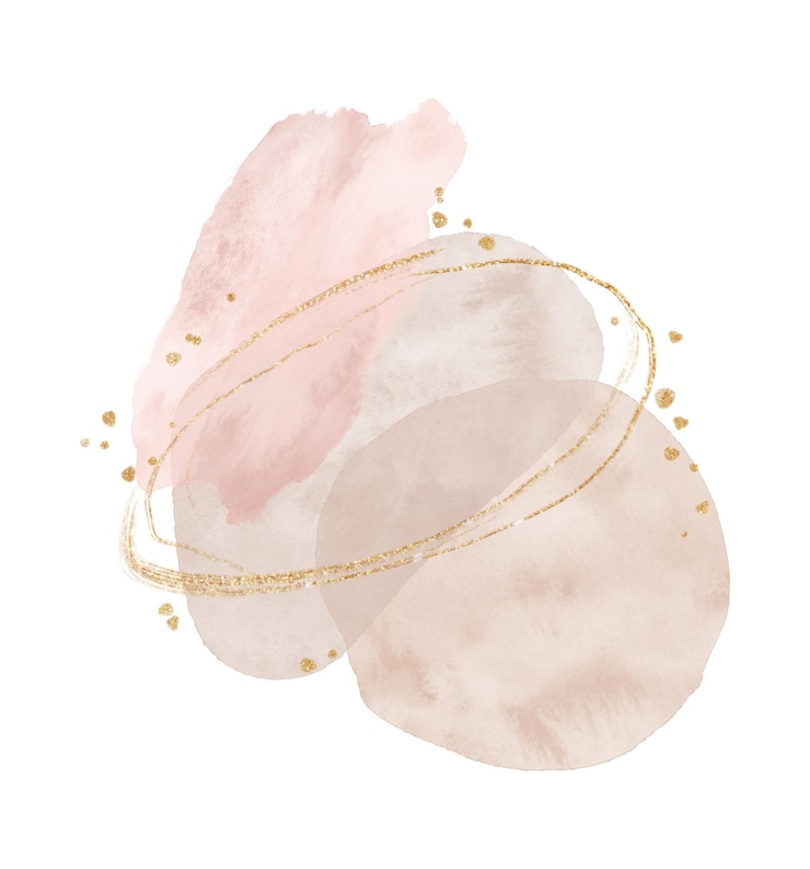 Vector abstracte vormen kunst in pastelkleuren met gouden aquarel penseelstreek abstracte texturen
