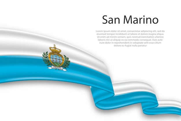 Abstracte Wavy Vlag van San Marino Witte achtergrond