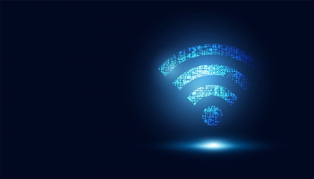 Abstracte Wifi Futuristische blauwe draadloze verbinding voor gegevensoverdrachtachtergrond