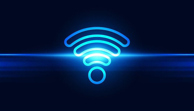 Abstracte wifi verbinding concept verbinding netwerk mensen communicatie op een blauwe achtergrond