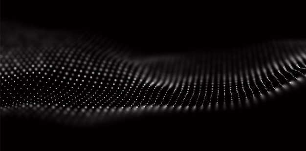 Abstracte witte deeltje achtergrond. Stroomgolf met stiplandschap. Digitale gegevensstructuur.