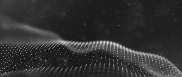 Abstracte witte deeltjesachtergrond Flowgolf met stiplandschap Digitale gegevensstructuur