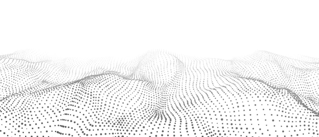 Abstracte witte golf met bewegende punten Stroming van deeltjes Cybertechnologie illustratie Vector illustratie
