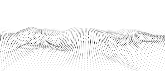 Abstracte witte golf met bewegende punten Stroming van deeltjes Cybertechnologie illustratie Vector illustratie