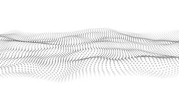 Abstracte witte golf met bewegende stippen Stroom van deeltjes Vectorillustratie cybertechnologie