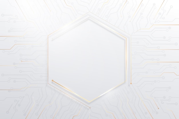 Vector abstracte witte, gouden lijnen en stippen kleur verbinden met de printplaten futuristische achtergrond. data cyber internettechnologie verbinding.