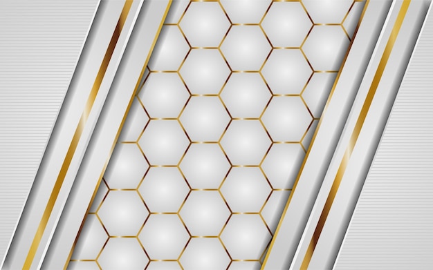Abstracte witte zeshoek achtergrond met gouden lijn