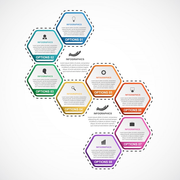 Abstracte zeshoek infographics sjabloon.