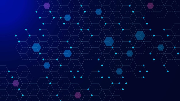 Abstracte zeshoeken verbinding stippen en lijnen achtergrond data visualisatie en netwerkverbinding