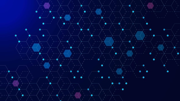 Abstracte zeshoeken verbinding stippen en lijnen achtergrond data visualisatie en netwerkverbinding