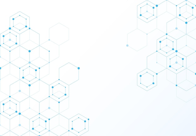 Abstracte zeshoekige moleculaire structuren in technische achtergrond en wetenschappelijke stijl Medisch ontwerp Vectorillustratie