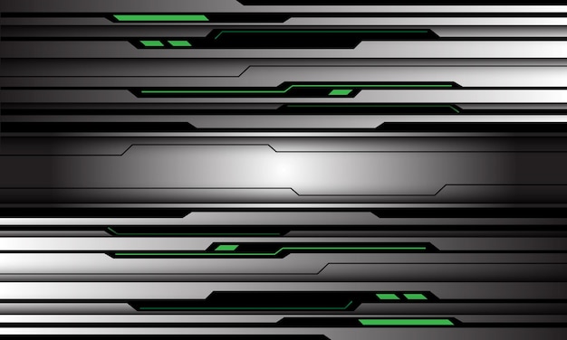 Abstracte zilveren zwarte circuit groen licht lijn cyber design technologie futuristische achtergrond vector