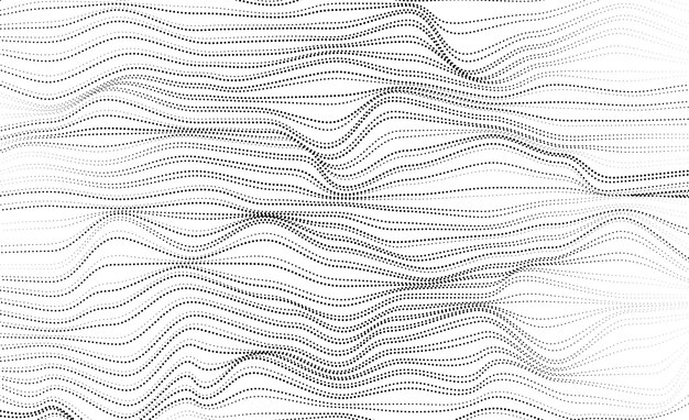 Abstracte zwart-witte topografische contouren achtergrond van vervormde lijnen