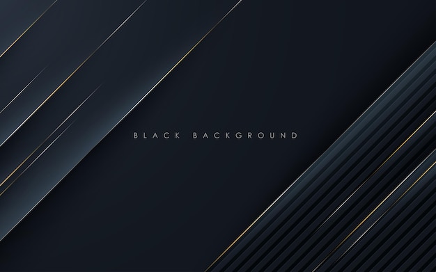 Vector abstracte zwarte diagonale streep met gouden lijnschaduw en lichte papercut textuurachtergrond