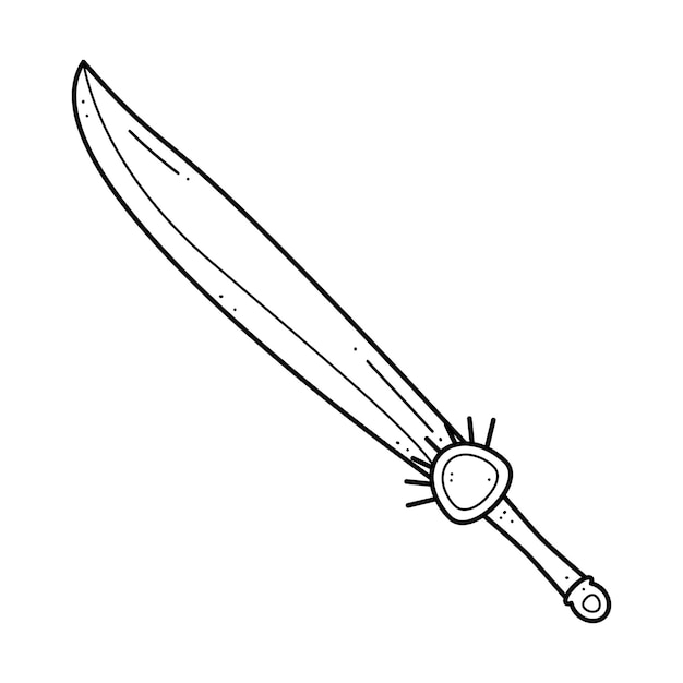 Abstracte zwarte eenvoudige lijn metalen zwaard mes wapen doodle overzicht element vector design stijl