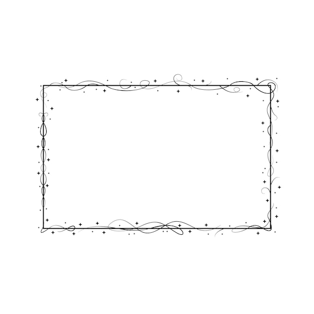 Abstracte zwarte eenvoudige lijn rechthoekig frame doodle overzicht element vector design stijl schets