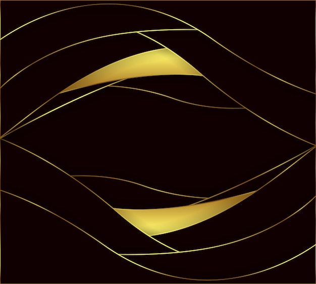 Abstracte zwarte en gloeiende glanzende gouden lijnen luxe achtergrond