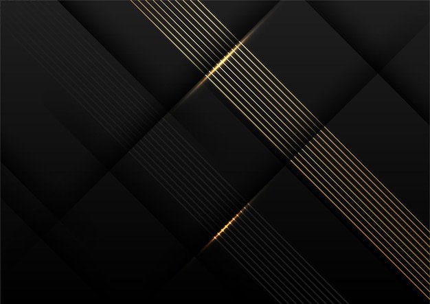 Abstracte zwarte en gouden lijnen achtergrond met licht effect