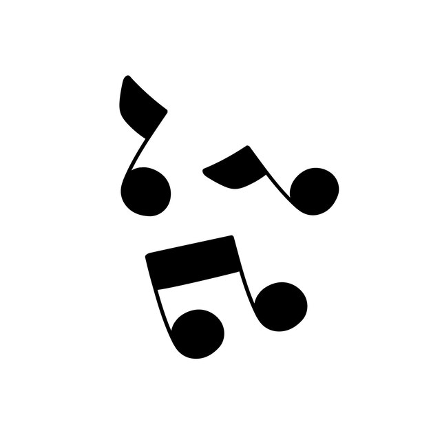 Abstracte zwarte silhouetten muzieknoten Media song icon Symbolen van geluiden tonen op blad Logo van klassieke melodie disco Ontwerpelement Platte geïsoleerde vector illustratie op witte achtergrond