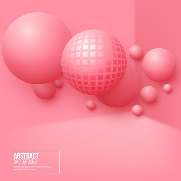 Abstracte zwevende bollen achtergrond. 3d-roze ballen.