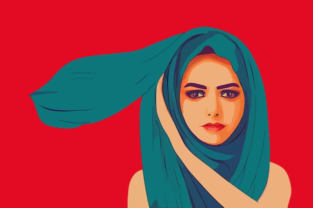 Abstractie van een Iraanse vrouw die een hijab draagt, protesteert voor de vrijheid van vrouwen in Iran