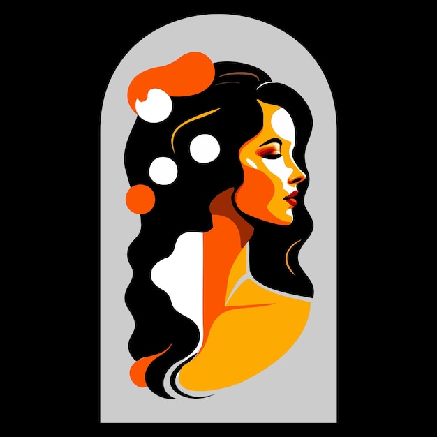 Abstraction of a beautiful woman. Modern abstract lines, minimalist female faces and art background