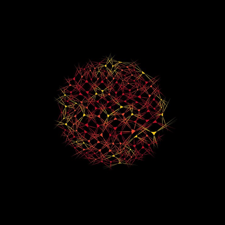 Vector abstraction circle, fractals, explosion, planet. dotted mesh.