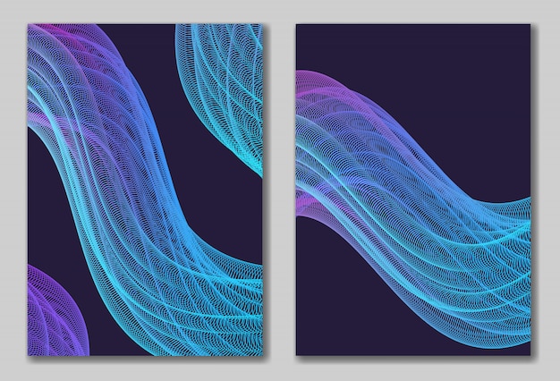 Abstracts set with bright wavy line