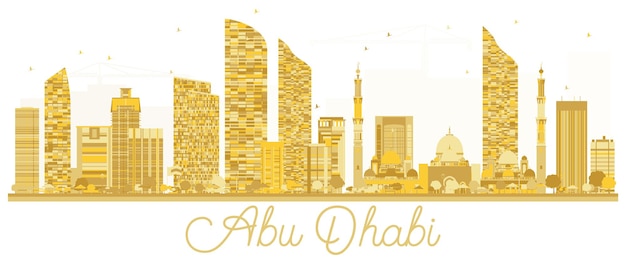 Abu Dhabi City skyline gouden silhouet. Vector illustratie. Zakelijk reisconcept. Abu Dhabi Cityscape met bezienswaardigheden.