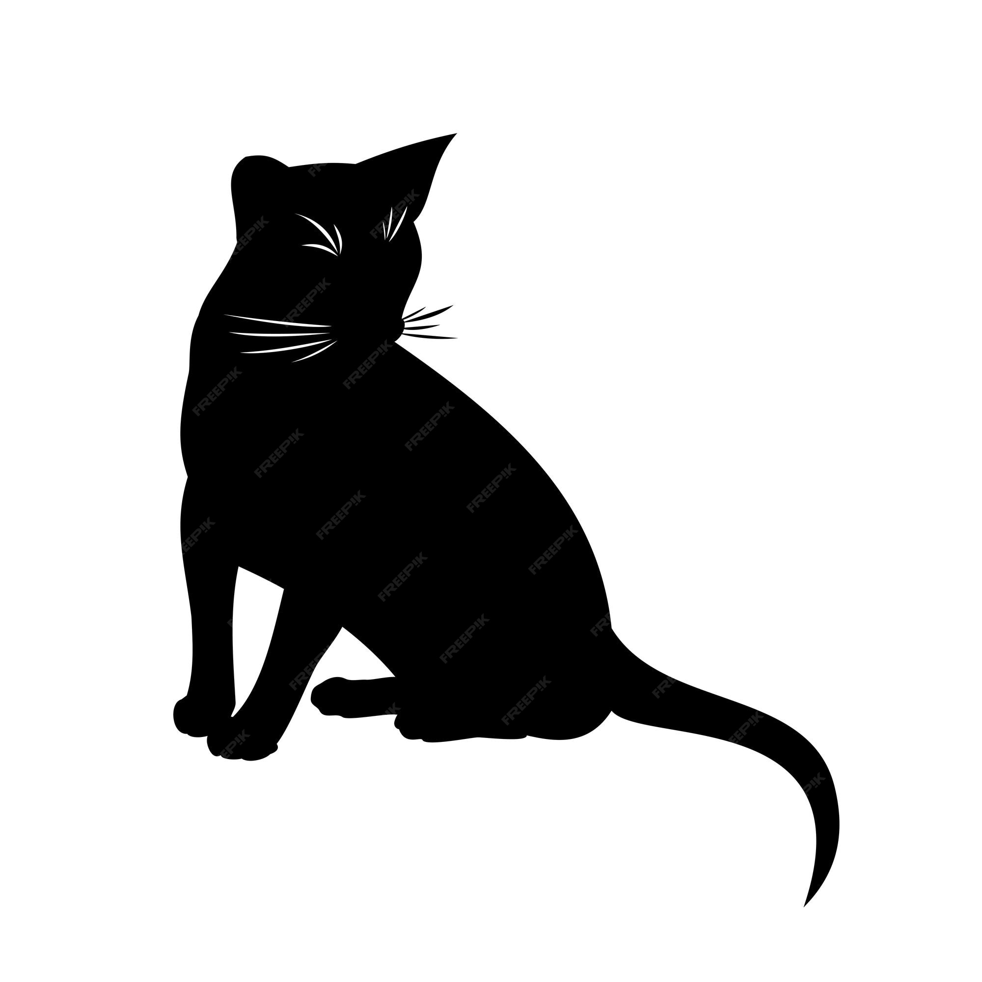 Vector icon black cat sitting. Silhouette of a cat isolated on a