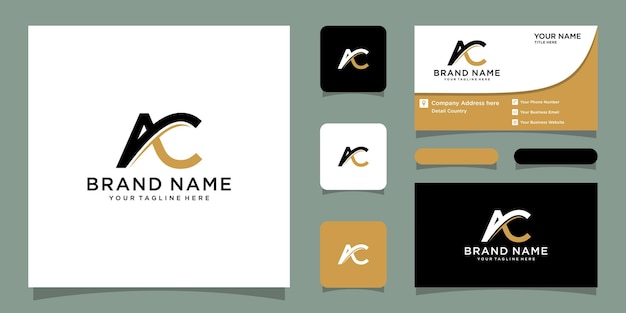 Ac, ca, c and a abstract letters logo monogram with business card design premium vector