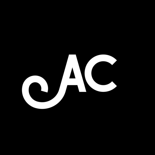 벡터 검은색 배경에 ac 글자 로고 디자인 ac 크리에이티브 이니셜 글자 로그 개념 ac 글자 디자인 ac 검은 색 배경에 하 글자 디자인