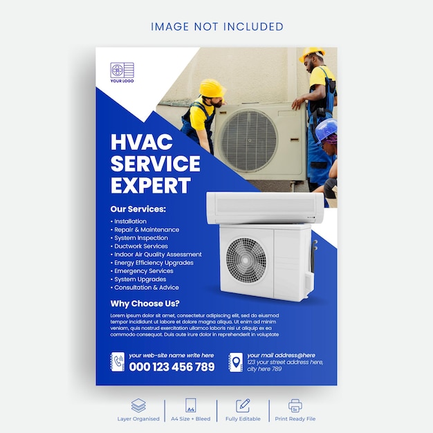 Vector ac repair and installation maintenance services leaflet print flyer or poster template