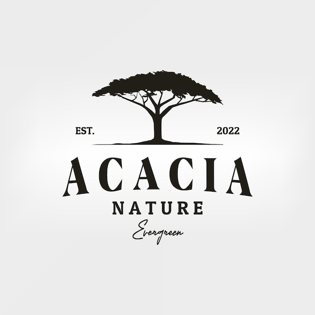 Vector acacia tree vintage logo vector minimalist illustration design acacias nature plant logo design