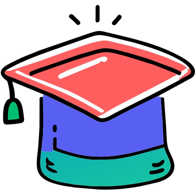 Vector academic cap icon doodle offset fill