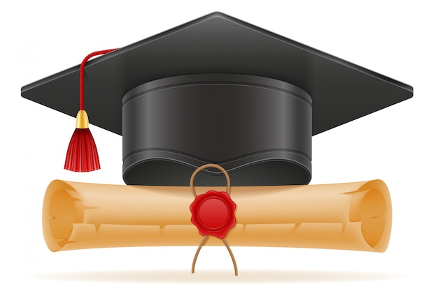 Academic graduation mortarboard square cap.