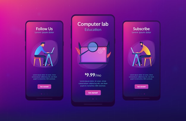 Academisch laboratorium app interface sjabloon.
