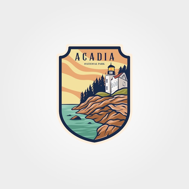 Acadia nationaal park logo sticker patch vector symbool illustratie ontwerp