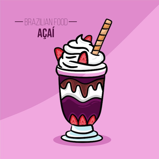 벡터 과일 브라질 음식과 함께 acai 컵