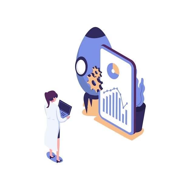 Accelerated mobile pages flat style isometric vector illustration design