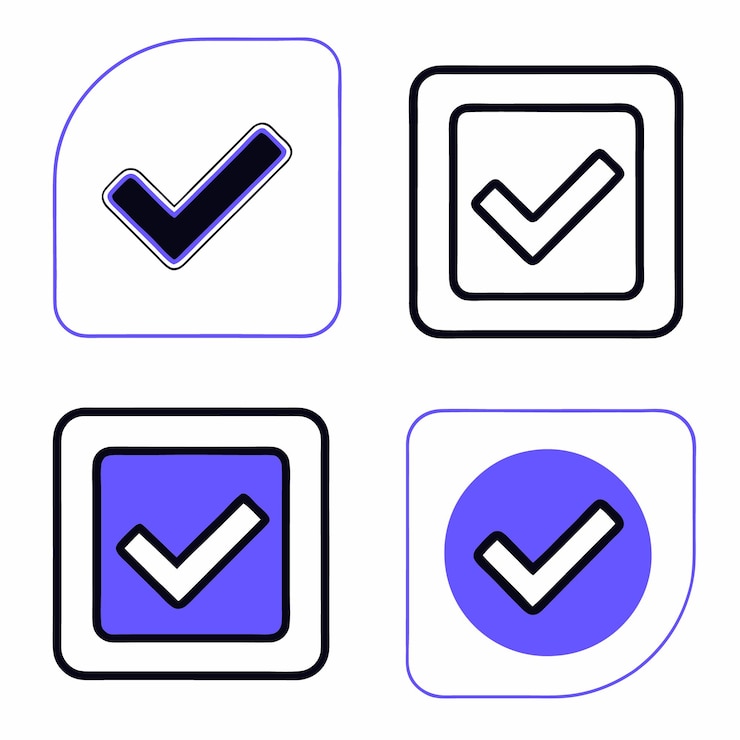 Vector accept and ok symbols approval and checklist design approval logo modern checklist blue and black