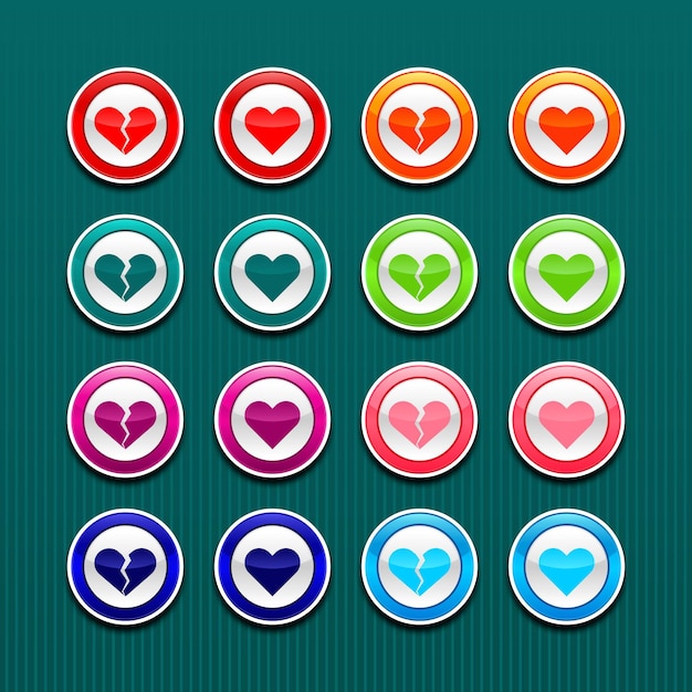 Accept and reject button with heart icon vector