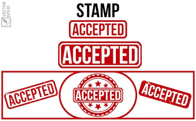 Accepted grunge rubber stamp on white background Accepted Rubber Stamp SET